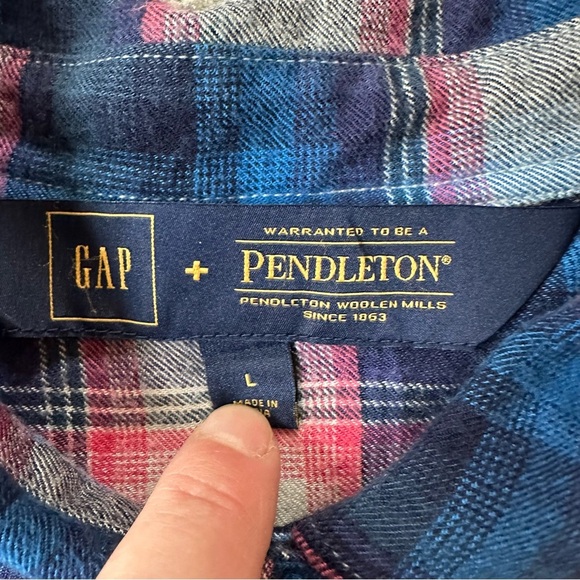 GAP + Pendleton Collab Pink and Blue Flannel Shirt - Picture 4 of 4